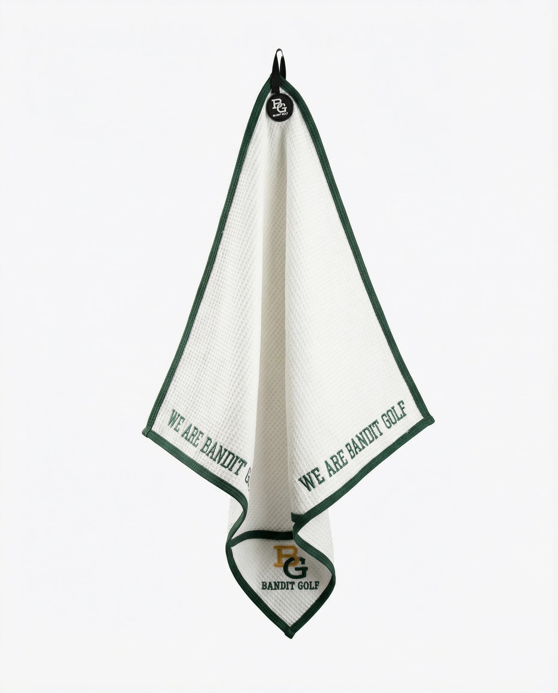 Bandit golf towel with ball cleaning pocket